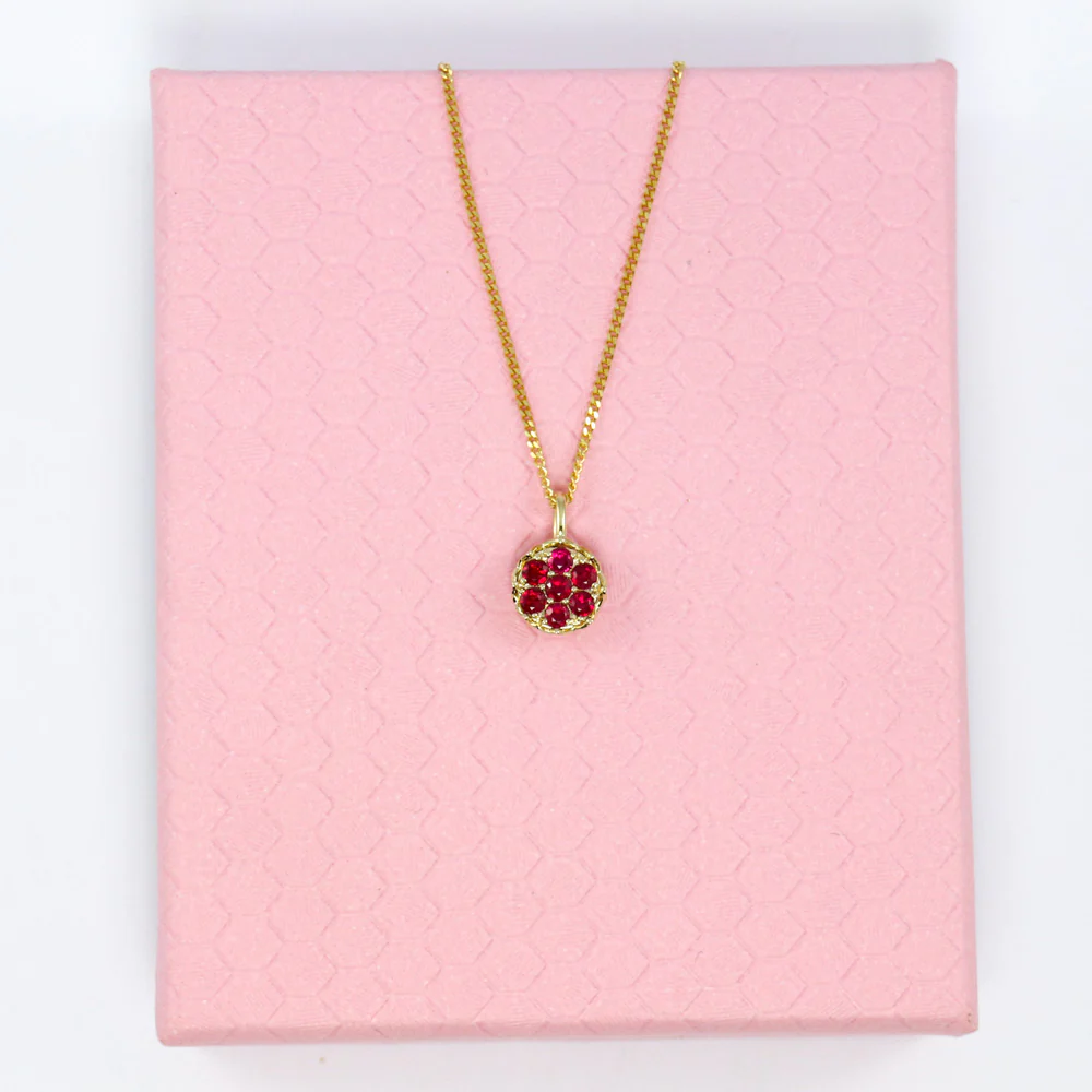 9ct Gold Seven Stone Ruby Cluster Pendant - Image 3