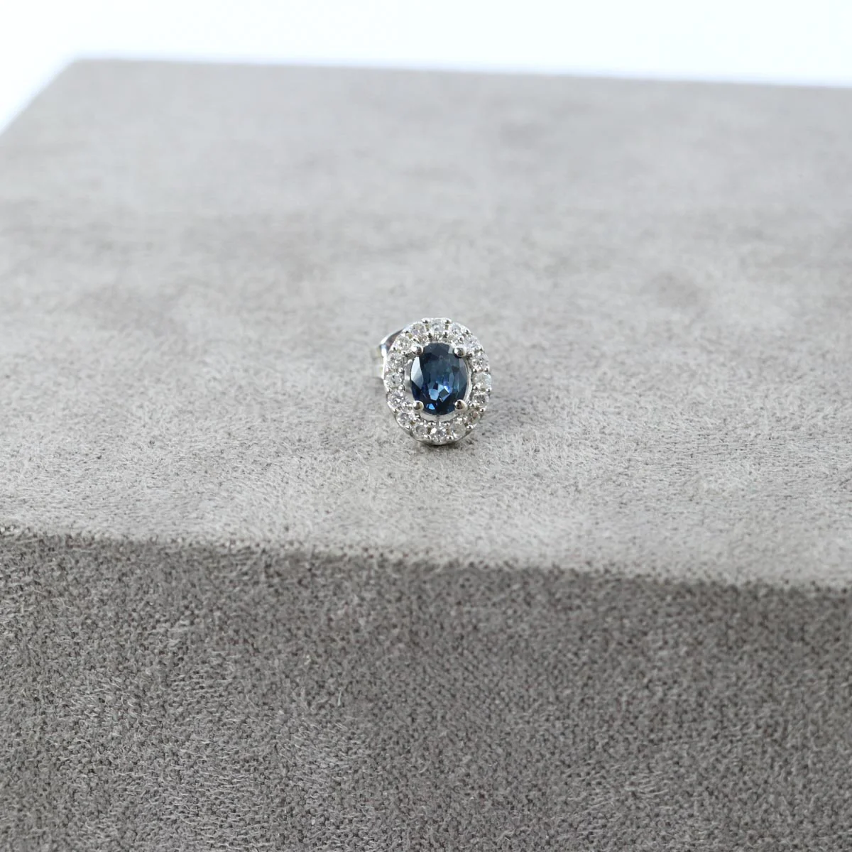 9ct White Gold Sapphire and Diamond Cluster Earrings - Image 3