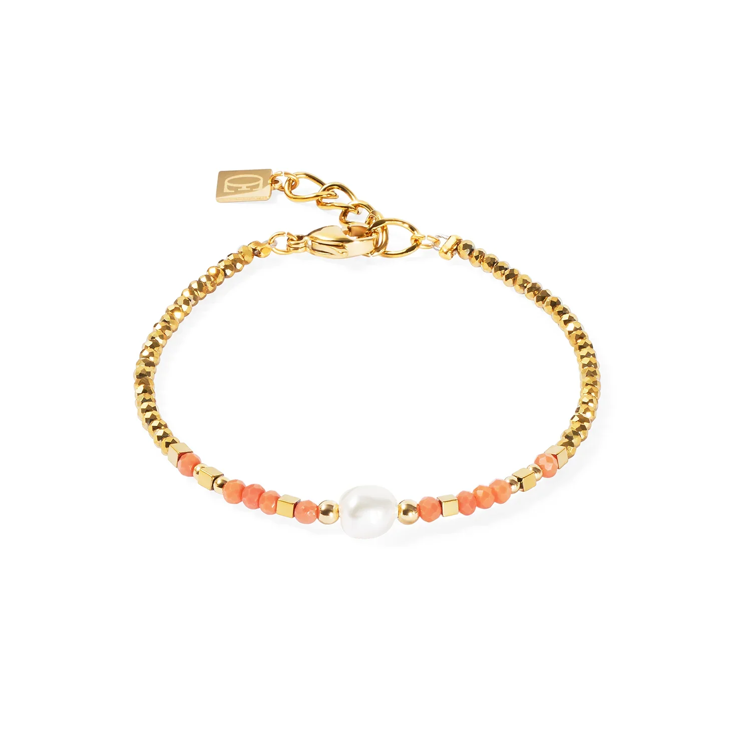 Coeur de Lion Sunset Pearl Bracelet in Coral and Gold