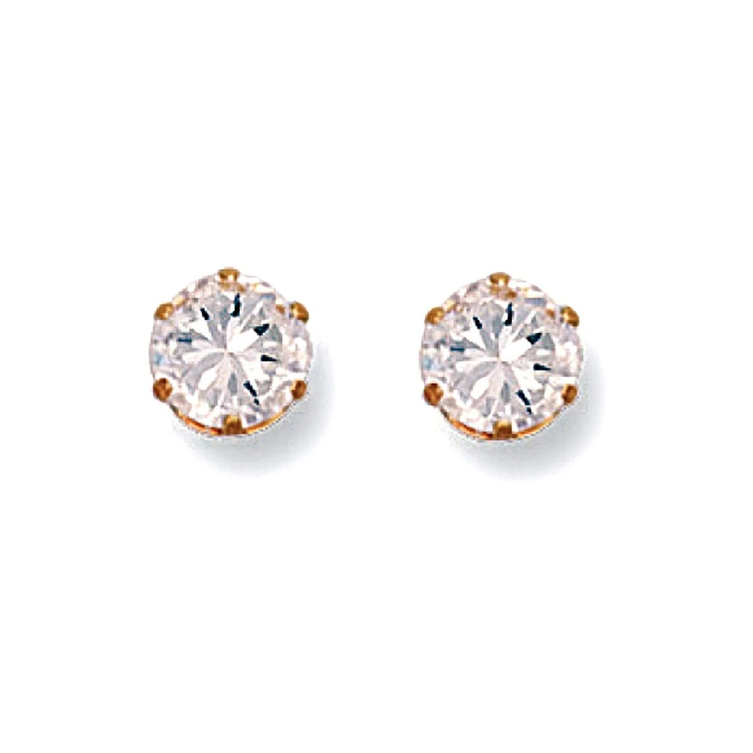 Gold 6 mm CZ Stud Earrings - Image 2