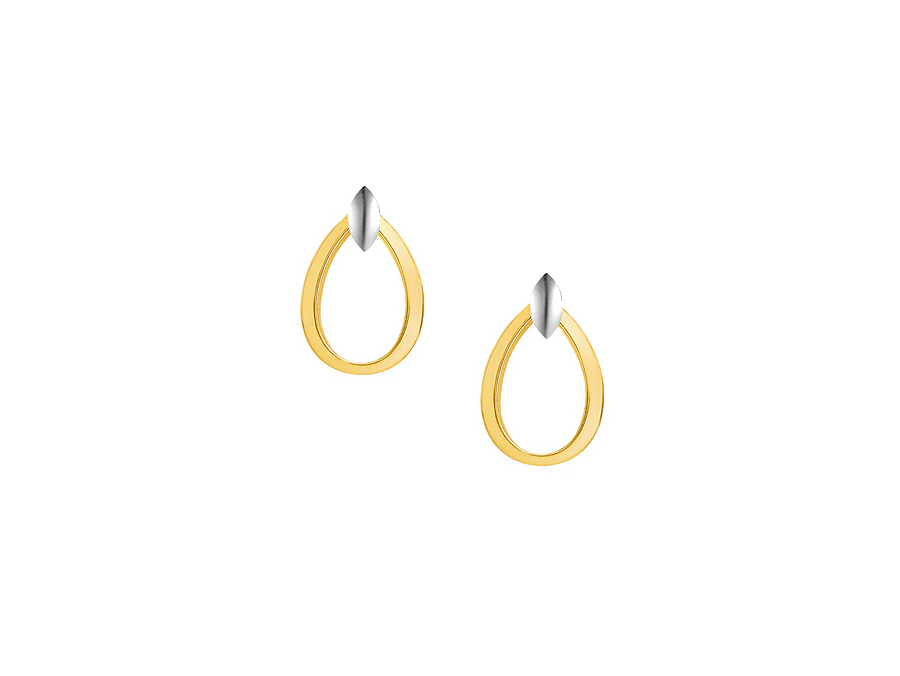 Gold Open Teardrop White Top Earrings