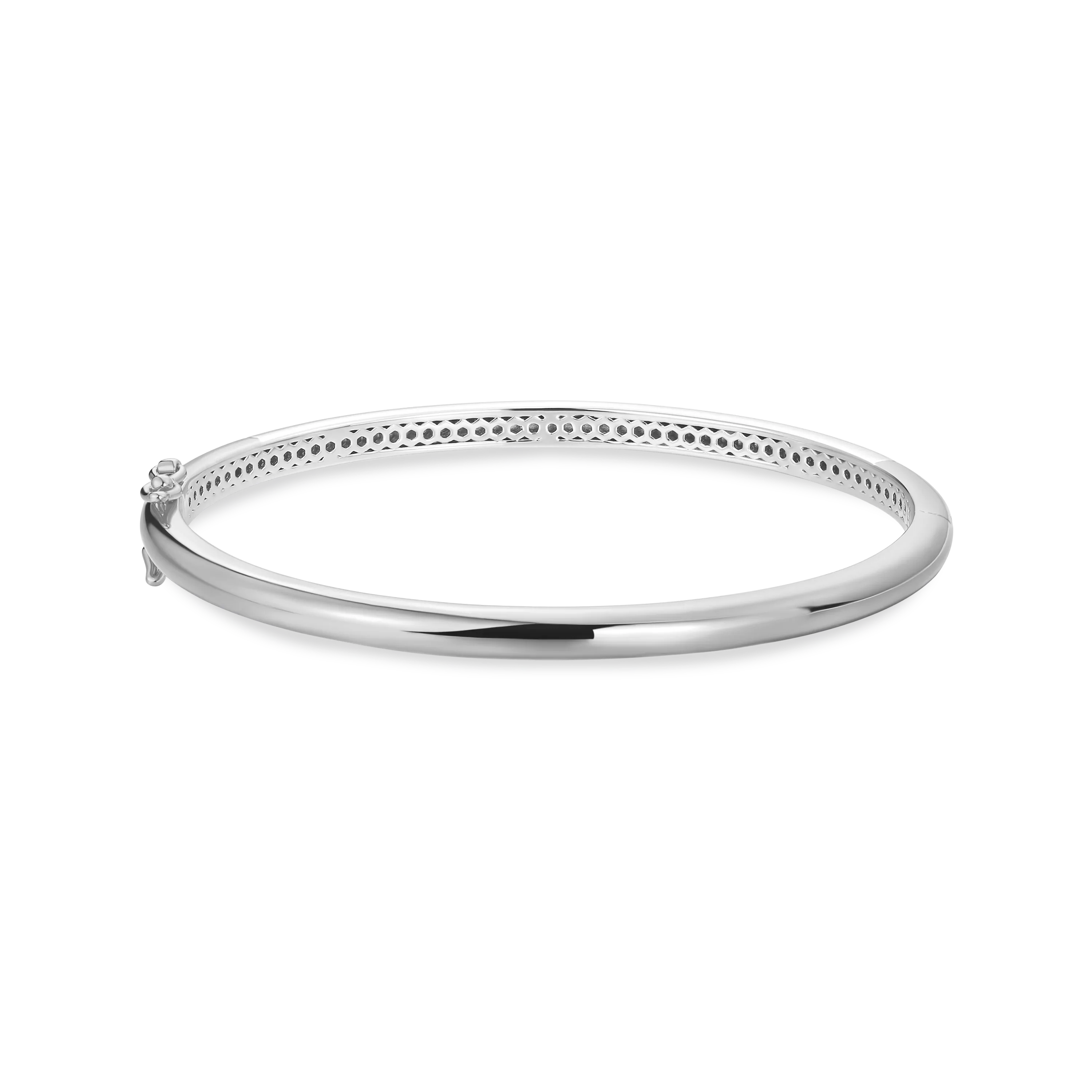 Hinged Polished Silver Bangle for Ladies 4mm Diameter