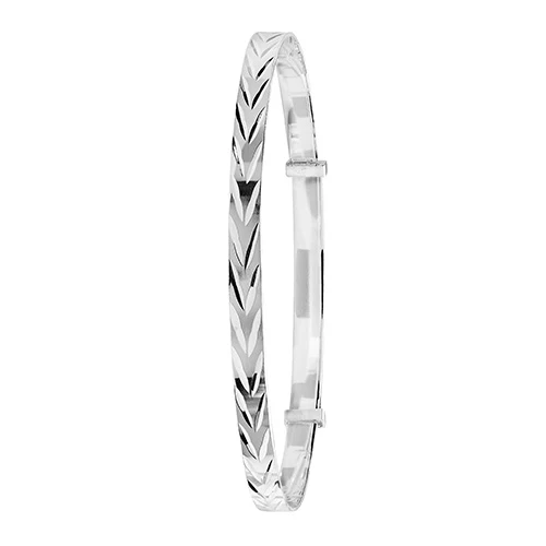 Ladies Silver Diamond Cut Expandable Bangle