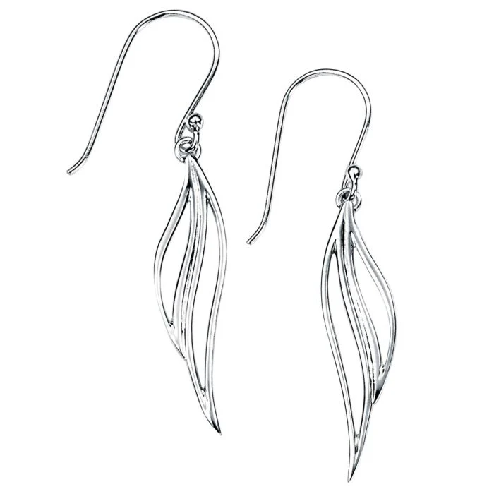 Openwork Silver Leaf Drop Earrings