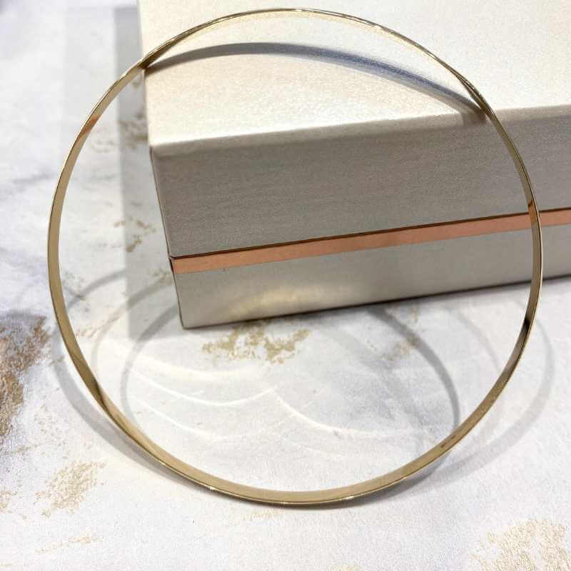 Plain Solid Gold D-Shape Ladies Bangle - Image 3