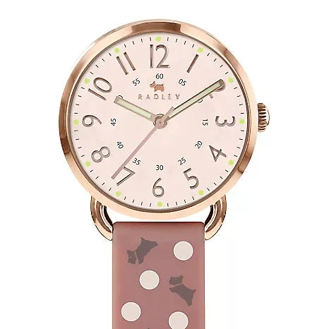 Radley Ladies Fob Watch with Pink Dotty Silicone Strap