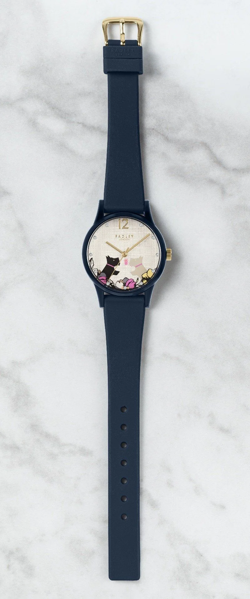 Radley Ladies Watch Navy Silicone Floral Dog Dial RY2983 - Image 3