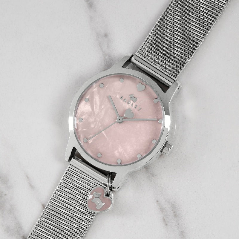 Radley Ladies Watch with Pink Mother of Pearl Dial and Mesh Strap - Image 2