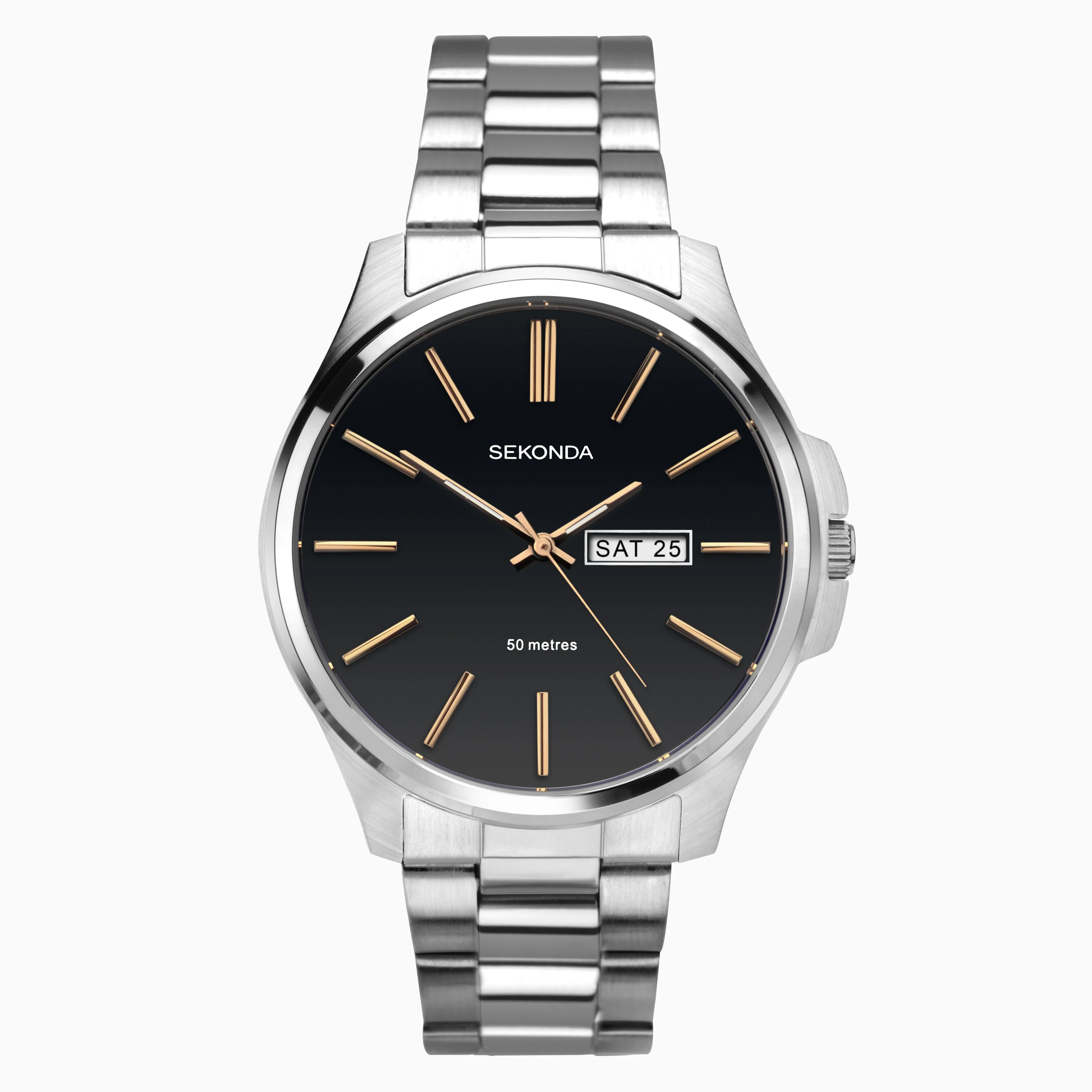 Sekonda Gents Classic Watch with Black Dial and Rose Gold Details