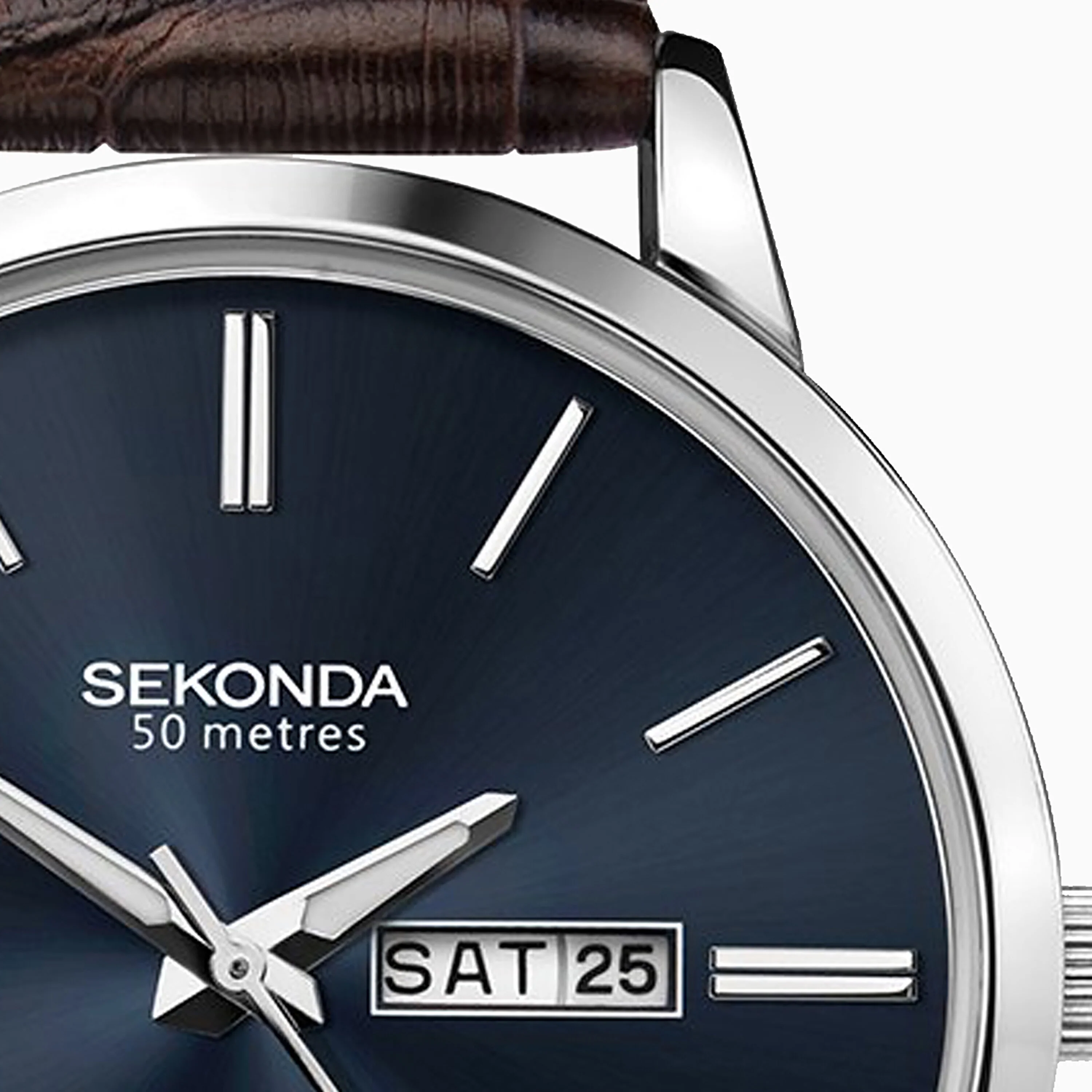 Sekonda Men's Watch with Brown Strap and Blue Dial - Image 2