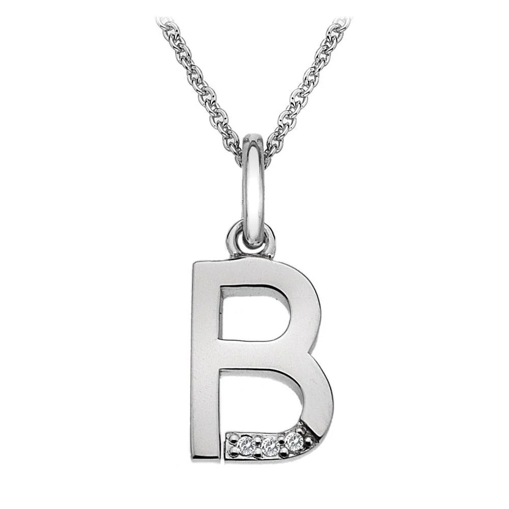 Silver and Diamond Initial Necklace - Image 2