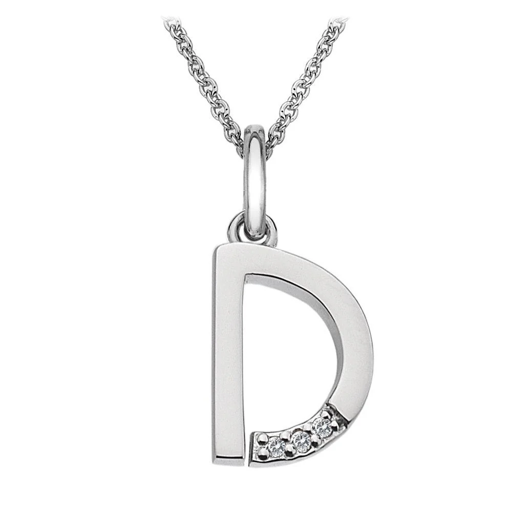 Silver and Diamond Initial Necklace - Image 4