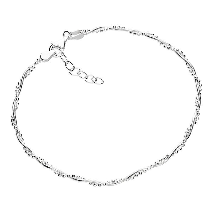 Silver Bead and Snake Twisted Anklet