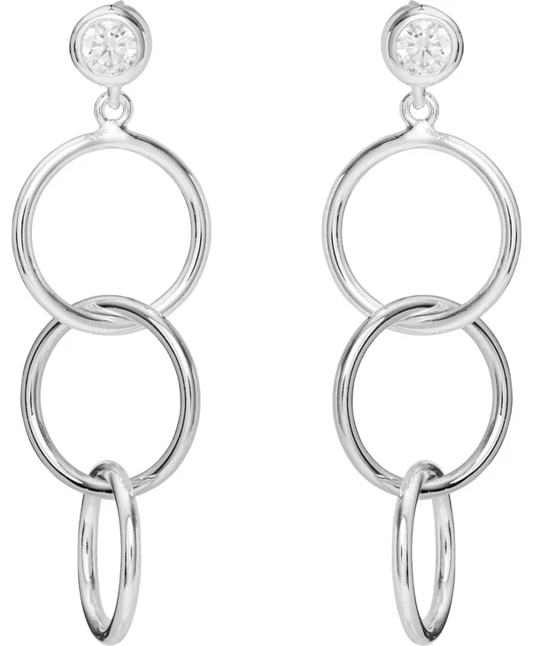 Silver Drop Earrings with Three Interlinked Hoops