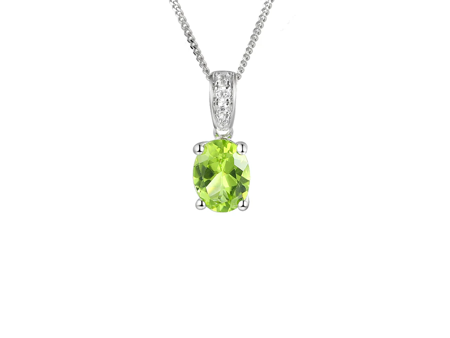 Silver Peridot & CZ Pendant