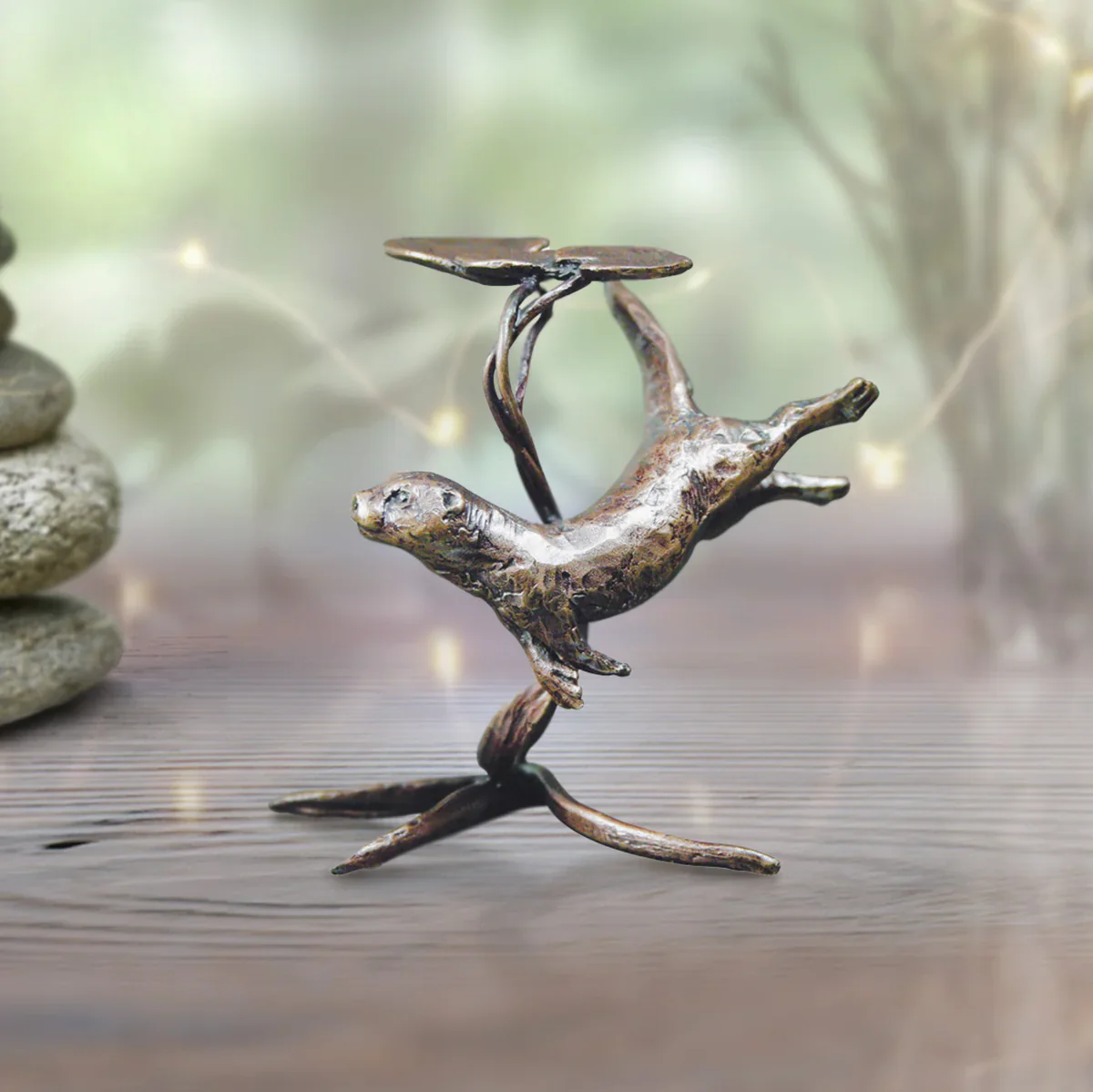 Solid Bronze Otter Sculpture - Image 2