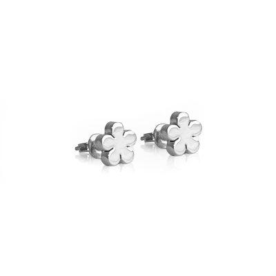 Solid Silver Flower Stud Earrings