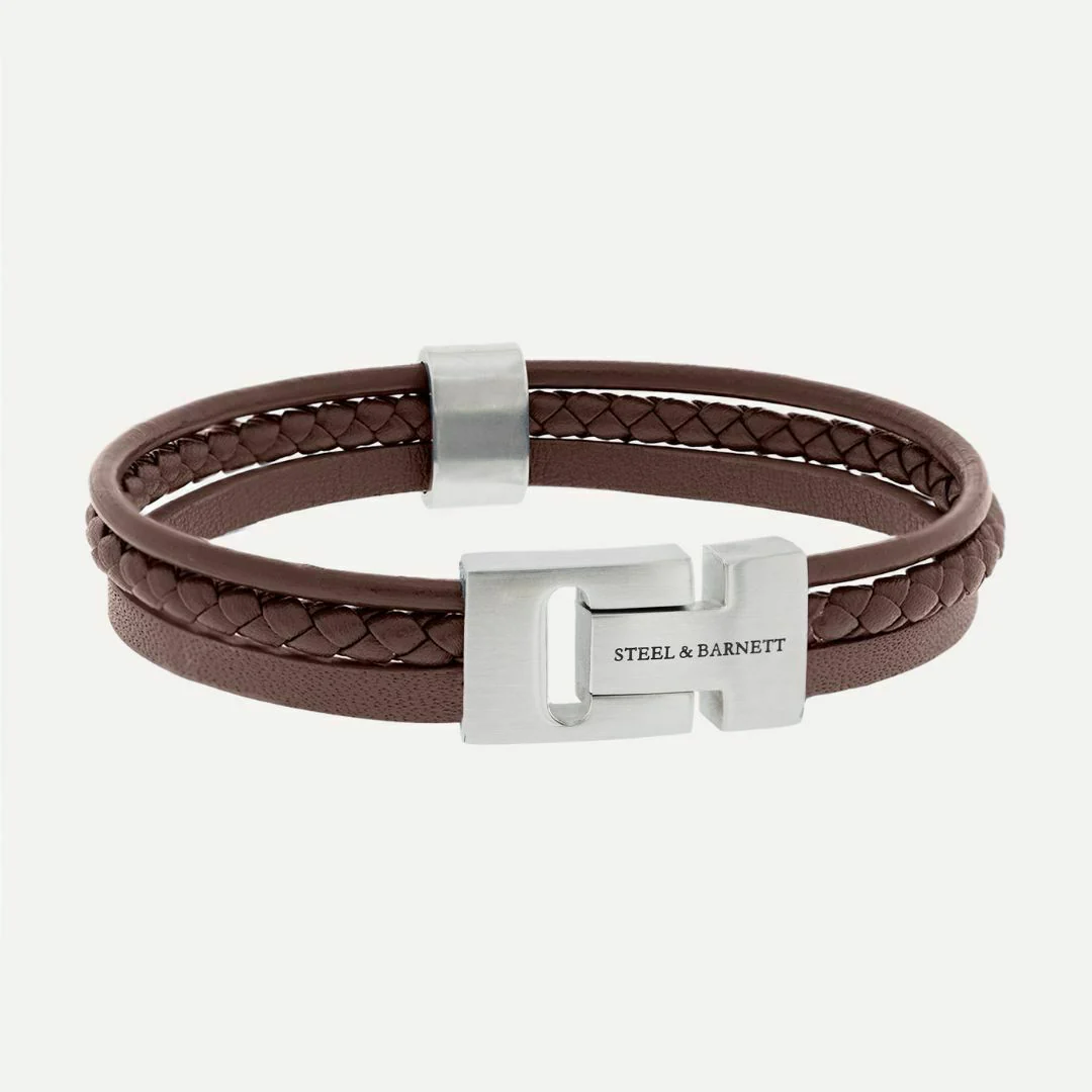 Steel & Barnett Casual Cole Leather Bracelet in Brown